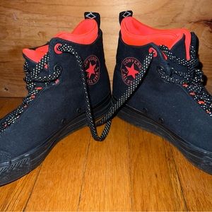 Converse Chuck Taylor Selene Shield Lunarlon Black Orange High Top Sneakers EUC
